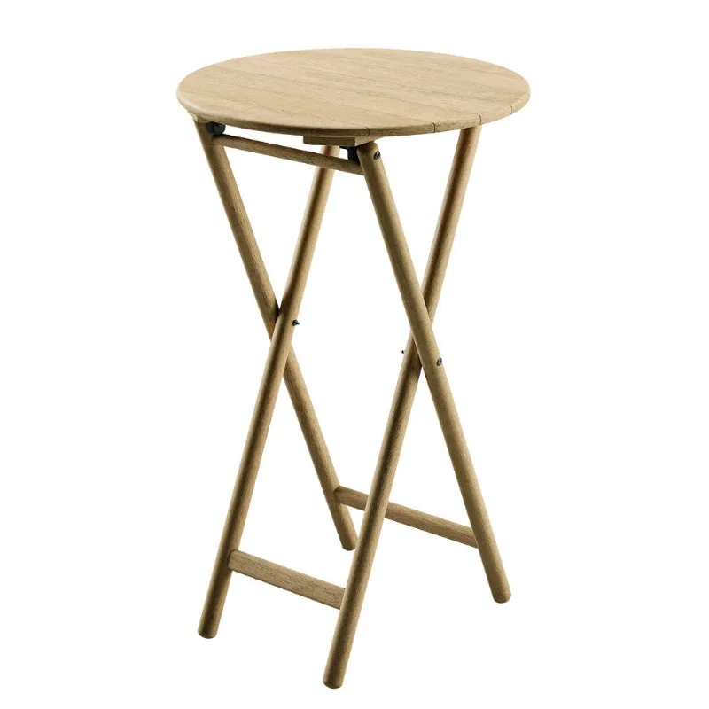 Mesa Dobrável Redonda Alta Tramontina Bossa 60x96 cm em Madeira Tauari Natural - Tramontina