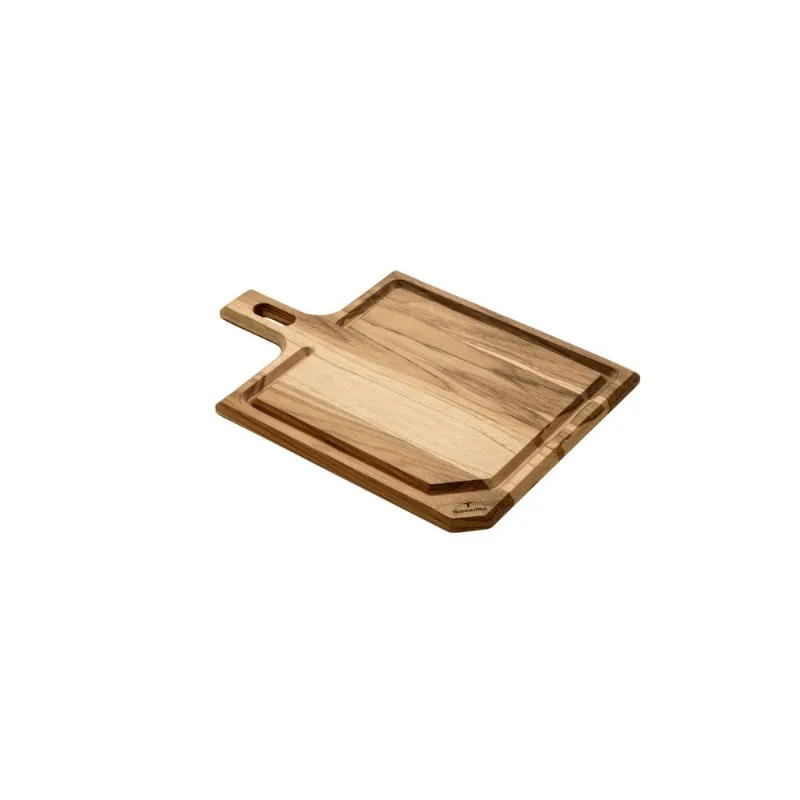 Tábua Retangular Tramontina Churrasco Madeira Teca Com Cabo Óleo Natural 40 X 28 Cm - Tramontina