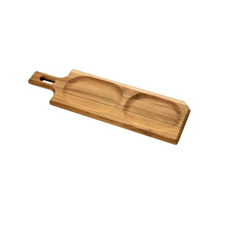 Tábua Retangular Tramontina Churrasco Madeira Teca Com Cabo Óleo Natural 48 X 15 Cm - Tramontina
