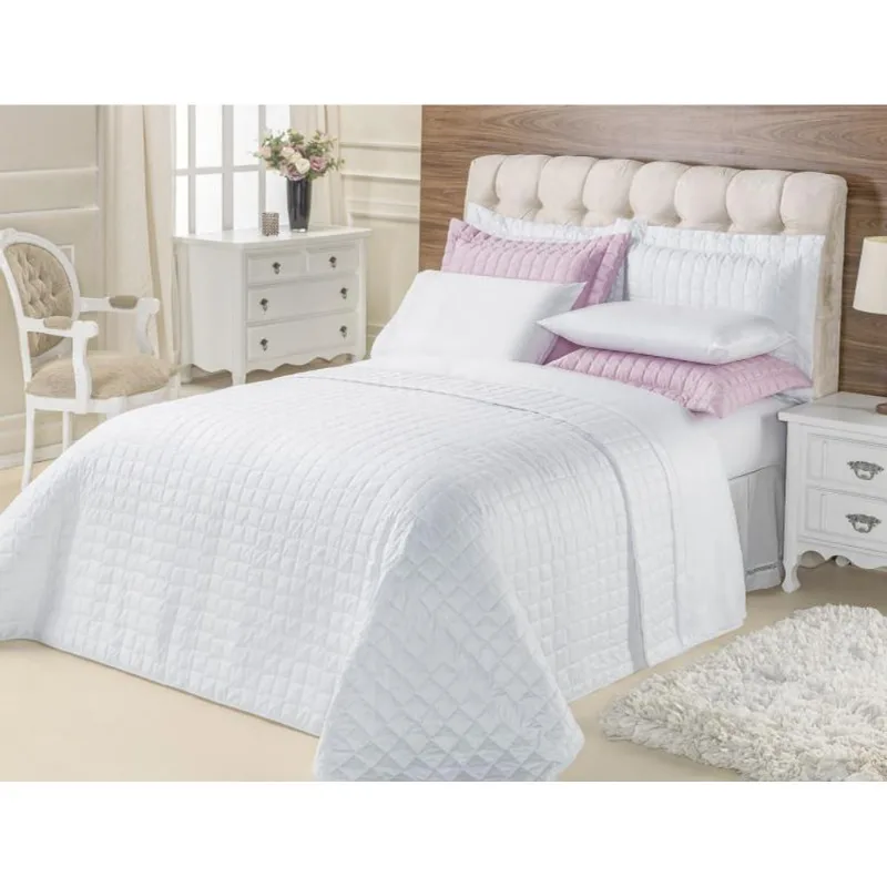 Kit Cobre Leito Casal King Top Line 3 Pçs 180 Fios Branco