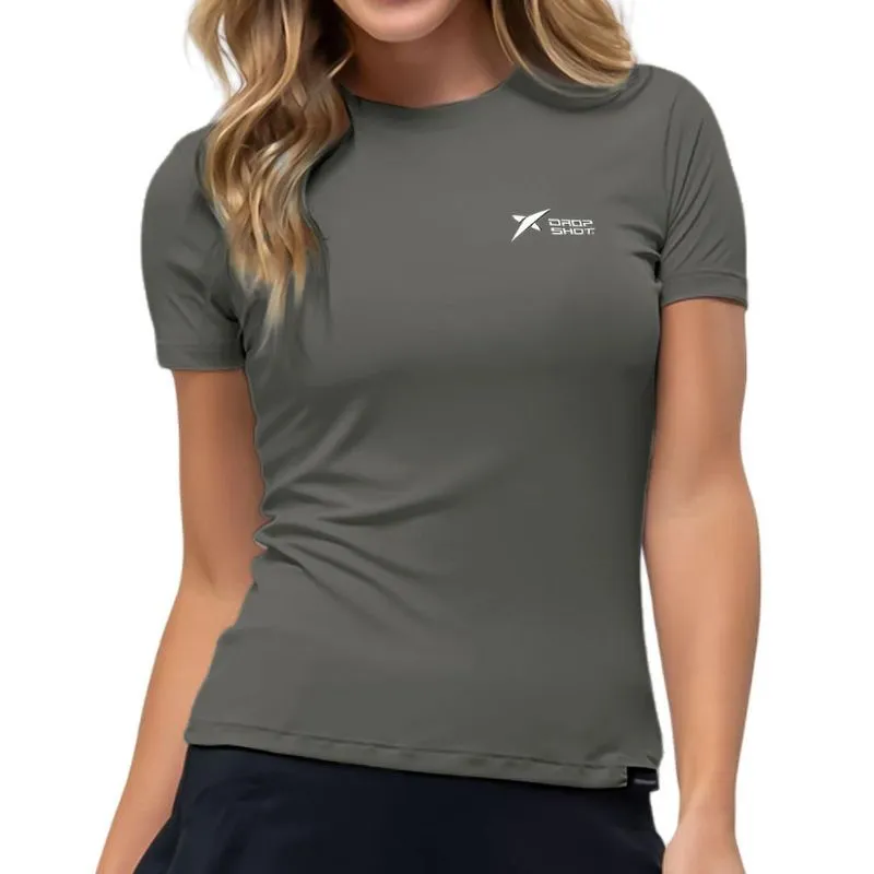 Camiseta Drop Shot Baby Look Logo Cinza M