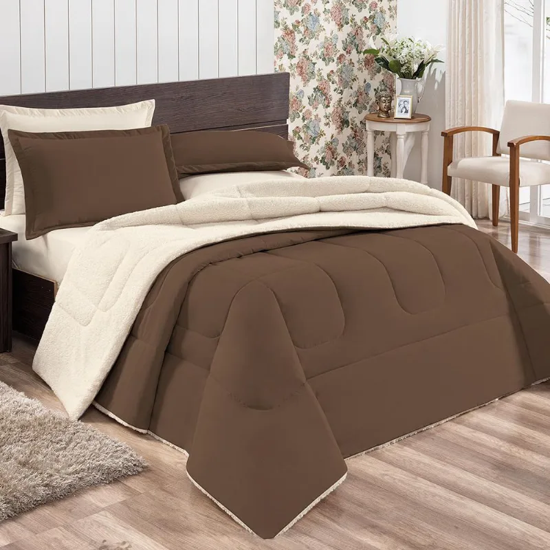 Coberdrom Sherpa Queen 1 Peça Marrom