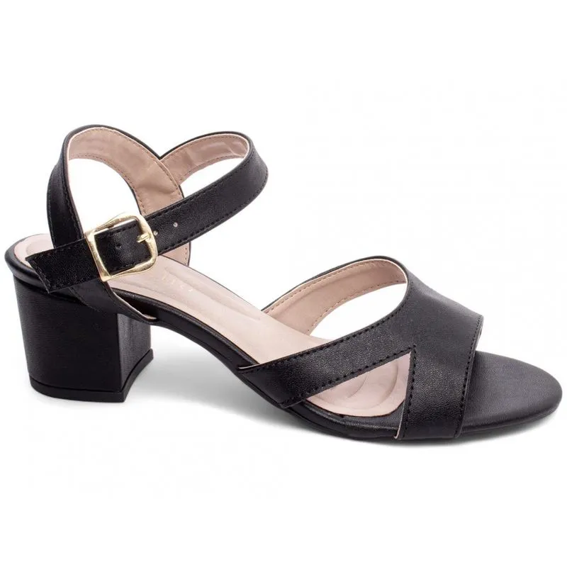 Sandália Feminina Preta Salto Baixo Grosso Bloco 5 cm Preto emily online