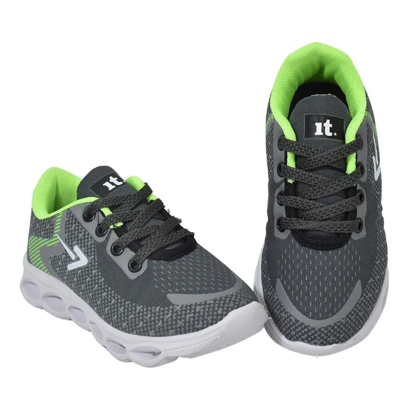 Tênis jogger infantil em sintetico grafite/verde limão