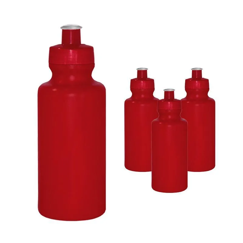 Kit 4 Squeezes 550ml Vermelho Plástico Premium