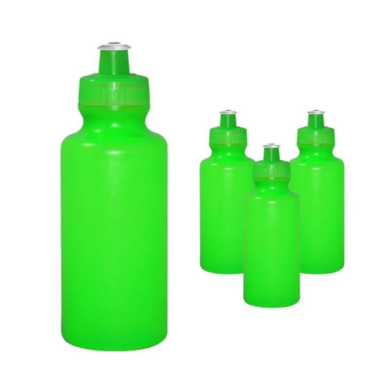 Kit 4 Squeezes 550ml Verde Neon Plástico Premium