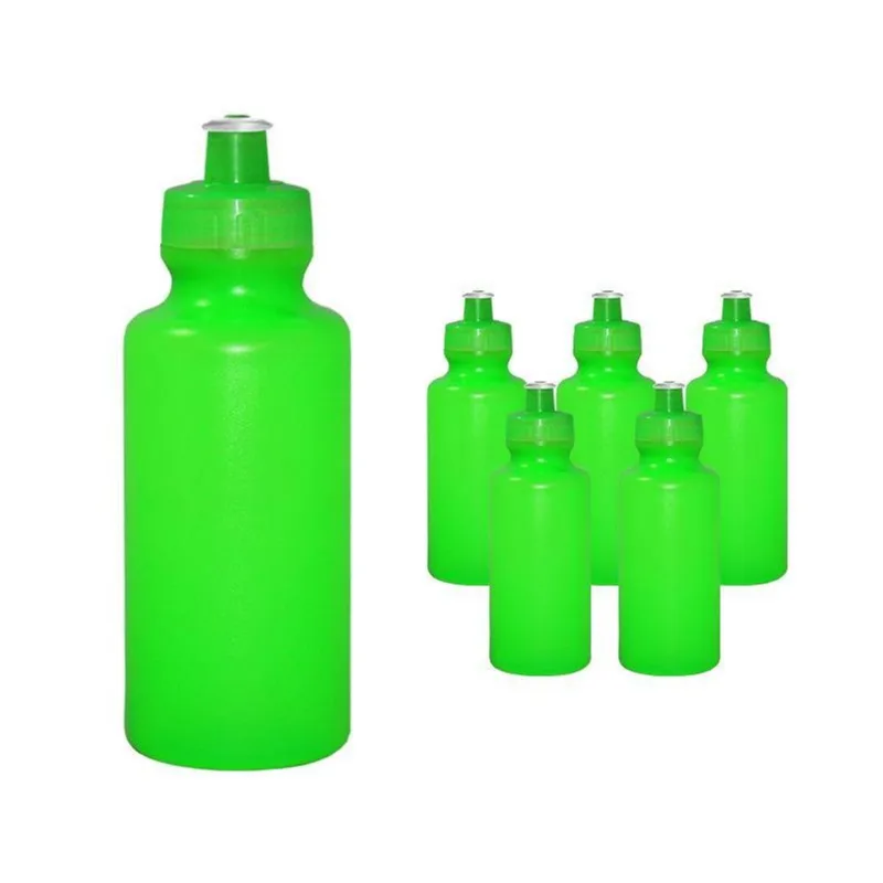 Kit 6 Squeezes 550ml Verde Neon Plástico Premium