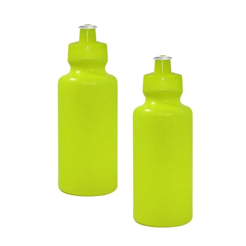 Kit 2 Squeezes 550ml Amarelo Neon Plástico Premium