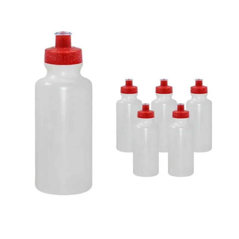 Kit 6 Squeezes 550ml Tampa Fibra Madeira Vermelho