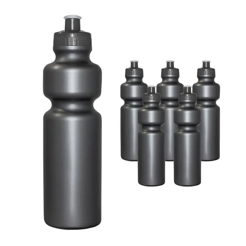 Kit 6 Squeezes 750ml Prata Plástico Premium