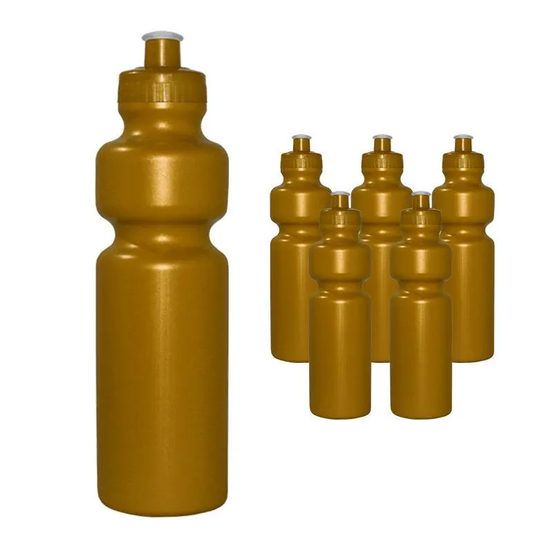Kit 6 Squeezes 750ml Dourado Plástico Premium