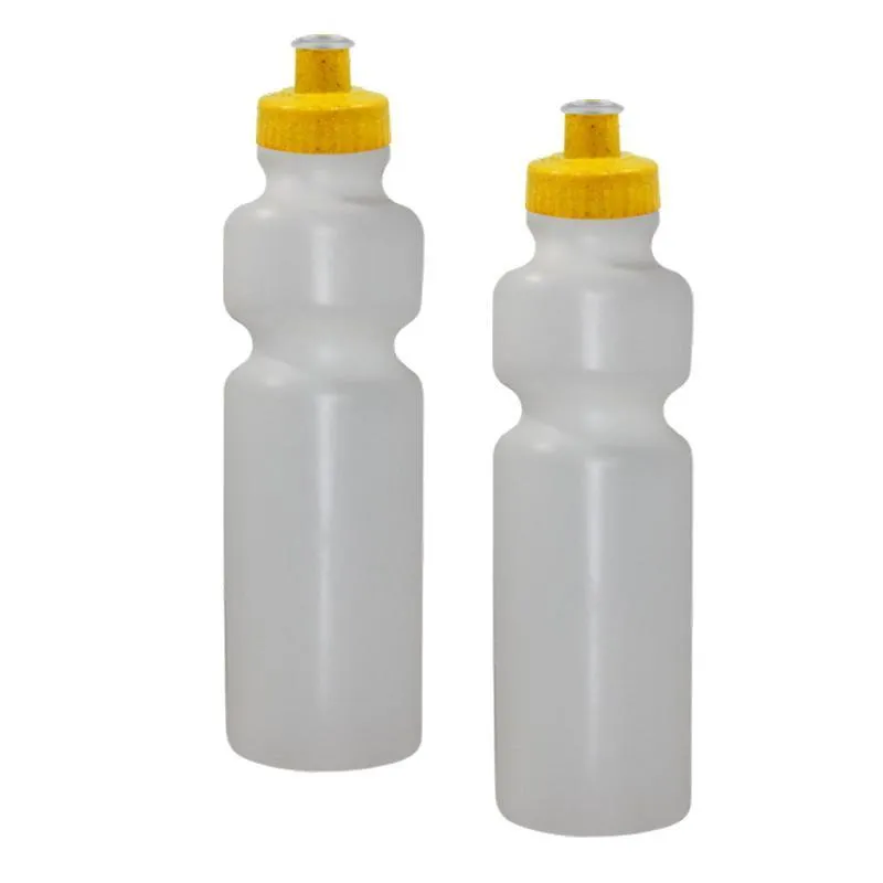 Kit 2 Squeezes 750ml Tampa Fibra Madeira Amarelo