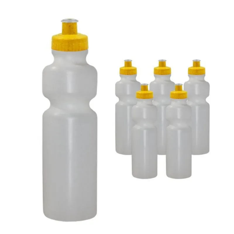 Kit 6 Squeezes 750ml Tampa Fibra Madeira Amarelo