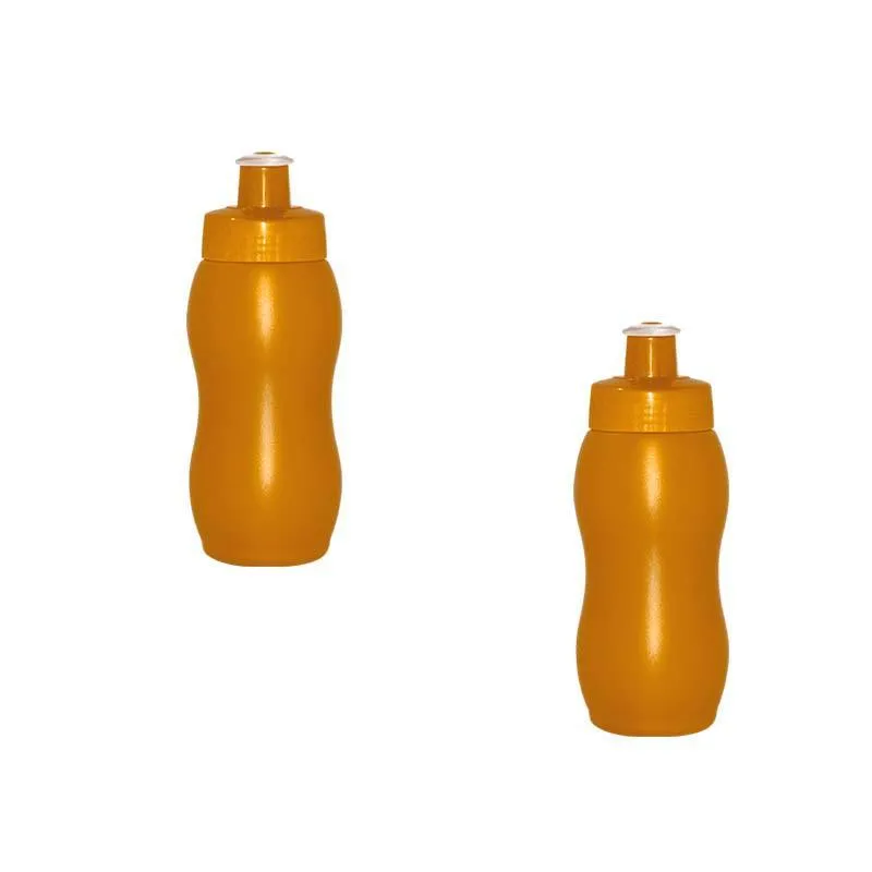 Kit 2 Squeezes Wave 250ml Dourado Plástico Premium
