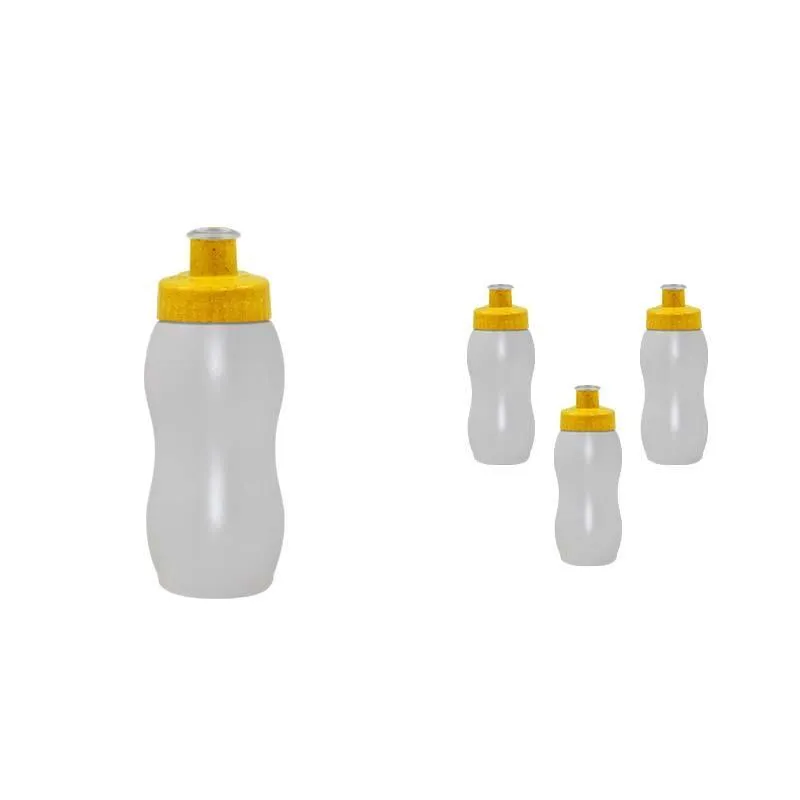 Kit 4 Squeezes Wave 250ml Tampa Fibra Madeira Amarelo