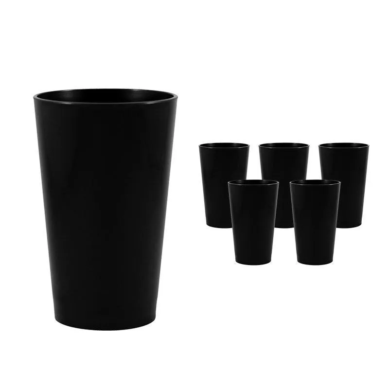 Kit 6 Copos Cancun Preto 320ml Plástico Premium