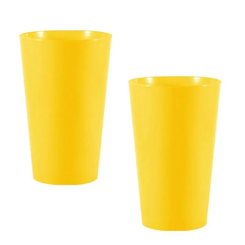 Kit 2 Copos Cancun Amarelo 320Ml Plástico Premium