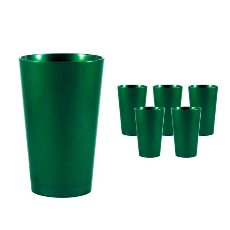 Kit 6 Copos Cancun Verde 320ml Plástico Premium