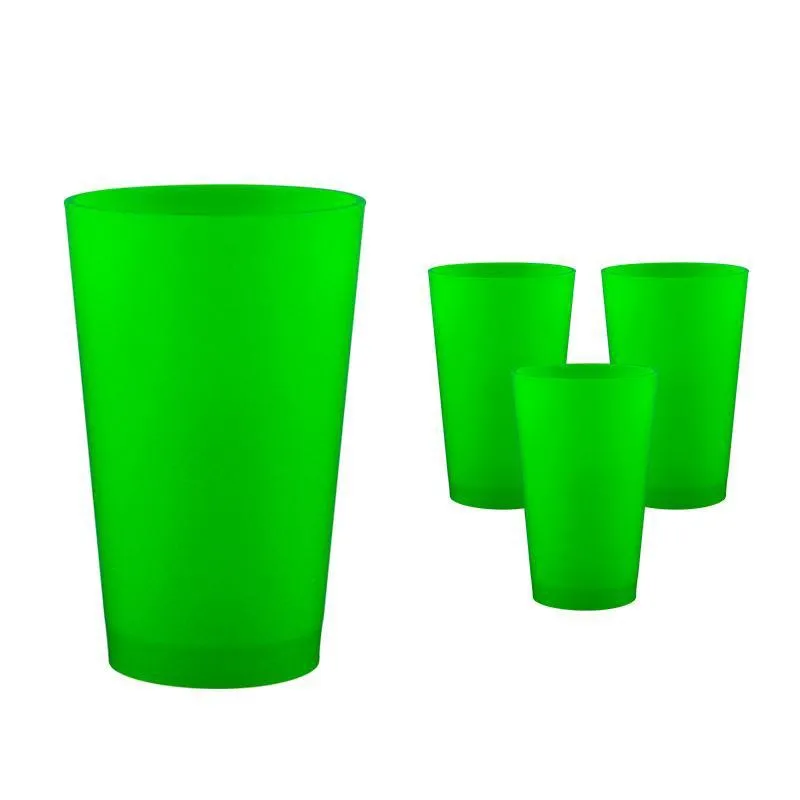 Kit 4 Copos Cancun Verde Neon 320Ml Plástico Premium