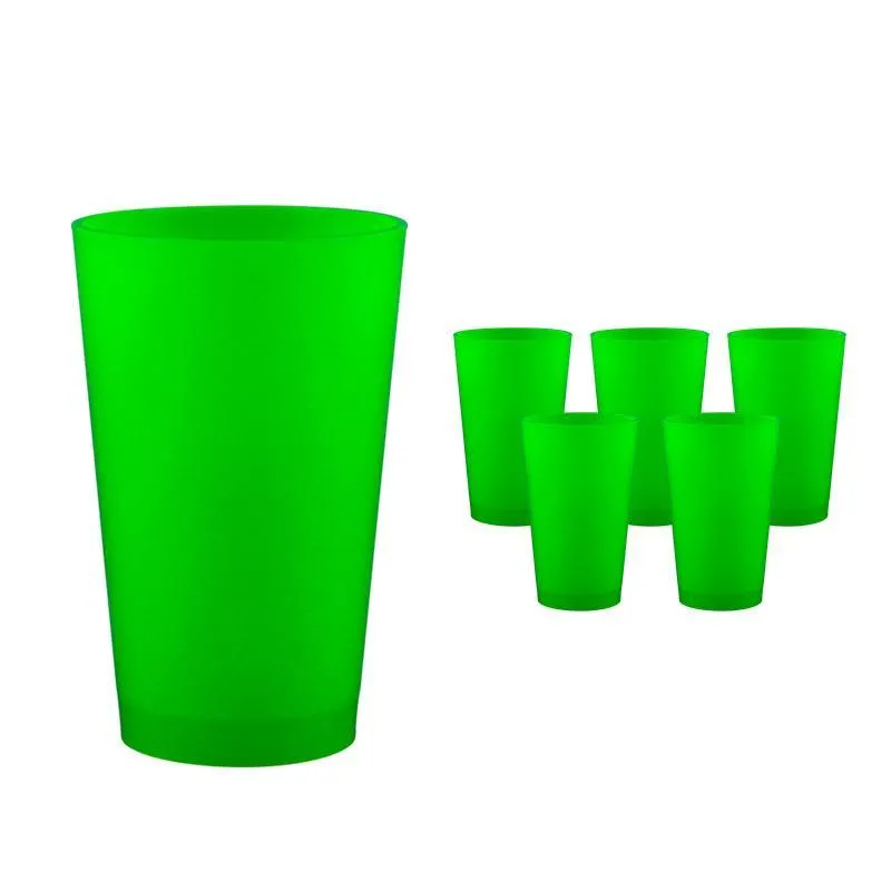 Kit 6 Copos Cancun Verde Neon 320ml Plástico Premium