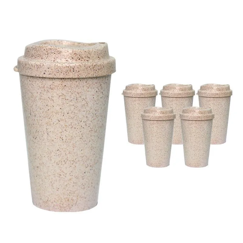 Kit 6 Copos Mug Fibra Madeira Greencolors Palha 320Ml