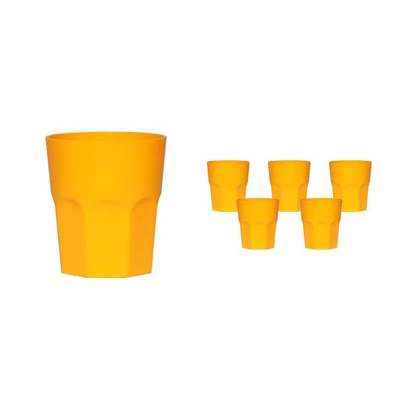 Kit 6 Copos Mini Roma Amarelo 300ml Plástico Premium