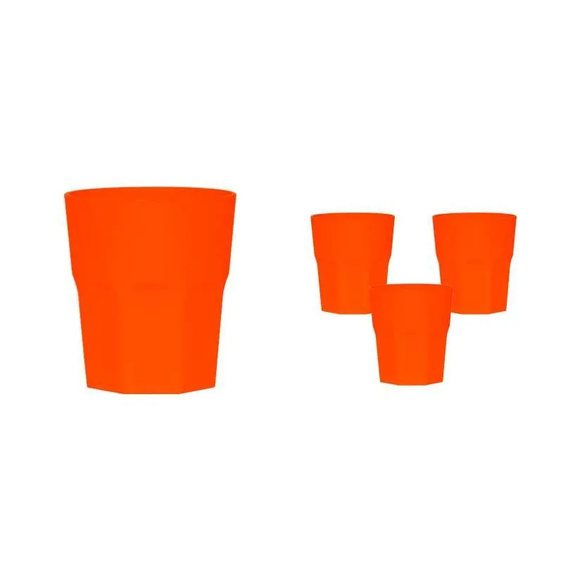 Kit 4 Copos Mini Roma Alaranjado 300ml Plástico Premium
