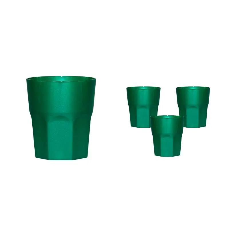 Kit 4 Copos Mini Roma Verde 300ml Plástico Premium
