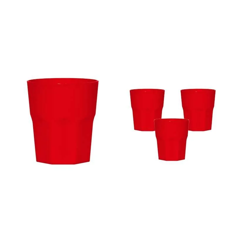 Kit 4 Copos Mini Roma Vermelho 300ml Plástico Premium
