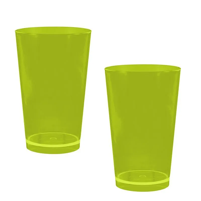 Kit 2 Copos Cancun Cristal Verde Neon 320ml Plástico