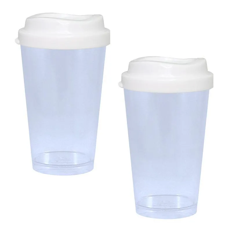 Kit 2 Copos Cristal Mug Transparente 320ml Plástico