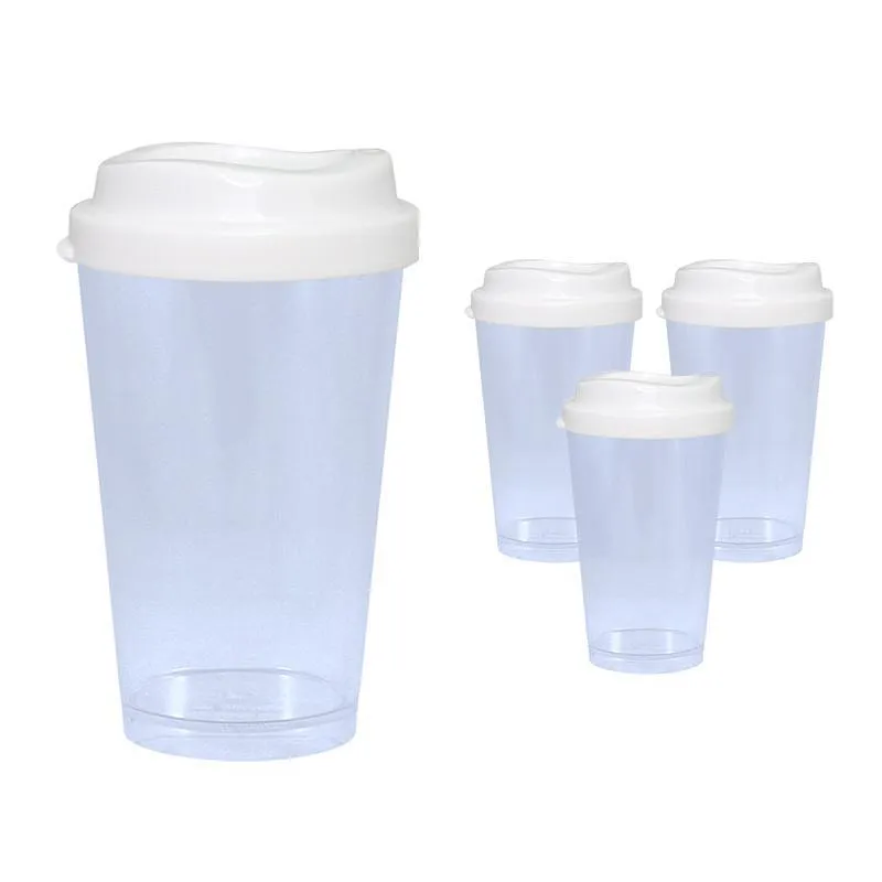 Kit 4 Copos Cristal Mug Transparente 320ml Plástico