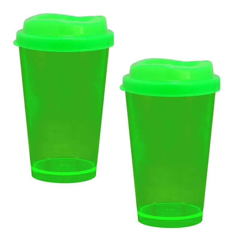 Kit 2 Copos Cristal Mug Verde Neon 320ml Plástico