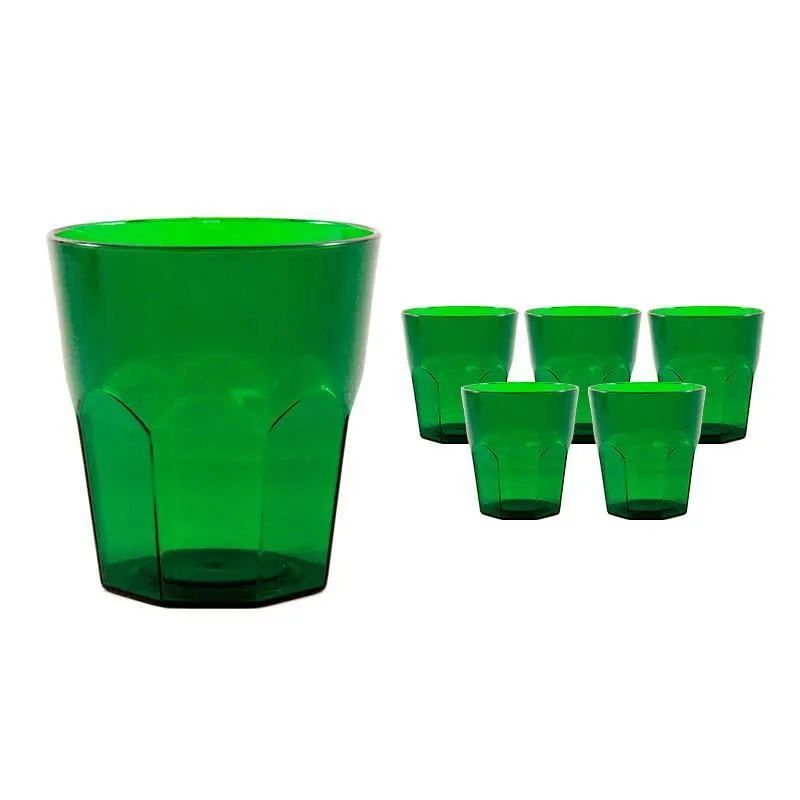 Kit 6 Copos Mini Roma Cristal Verde 300ml Plástico