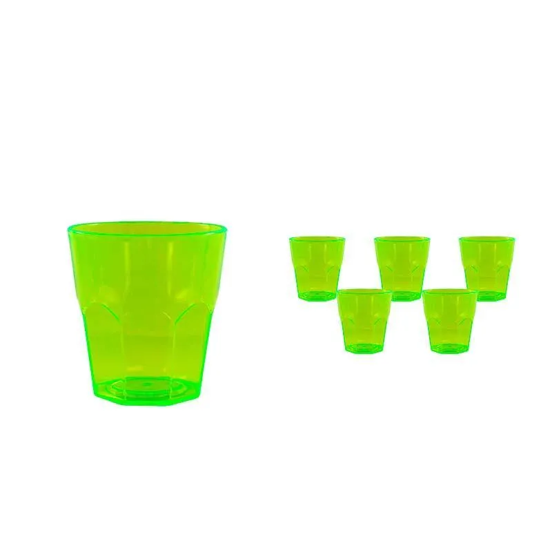 Kit 6 Copos Mini Roma Cristal Verde Neon 300ml Plástico