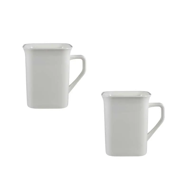 Kit 2 Canecas Quadrada Branco 250Ml Plástico Premium
