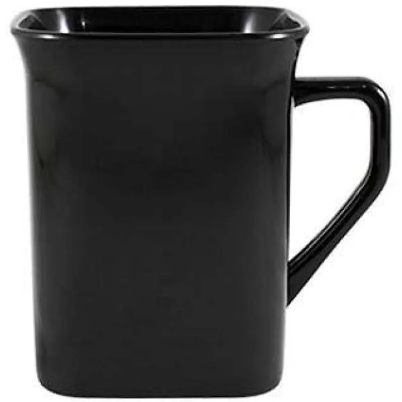Kit 4 Canecas Quadrada Preto 250ml Plástico Premium