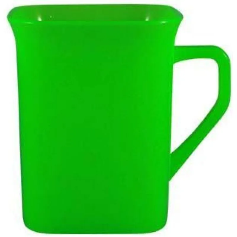 Kit 6 Canecas Quadrada Verde Neon 250ml Plástico Premium