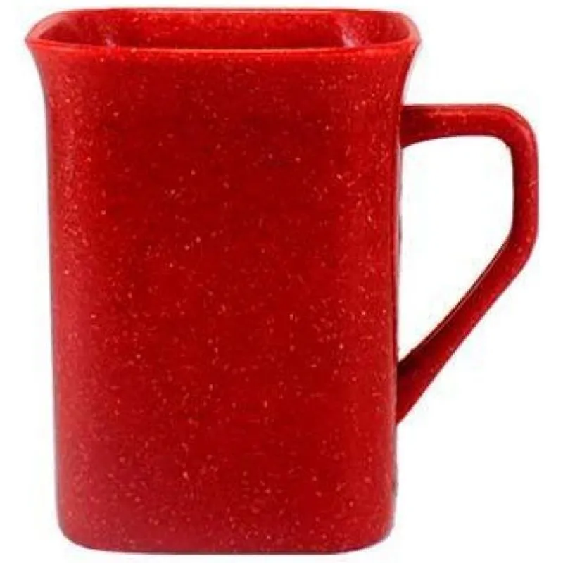 Kit 2 Canecas Quadrada Fibra Madeira Vermelho 250ml