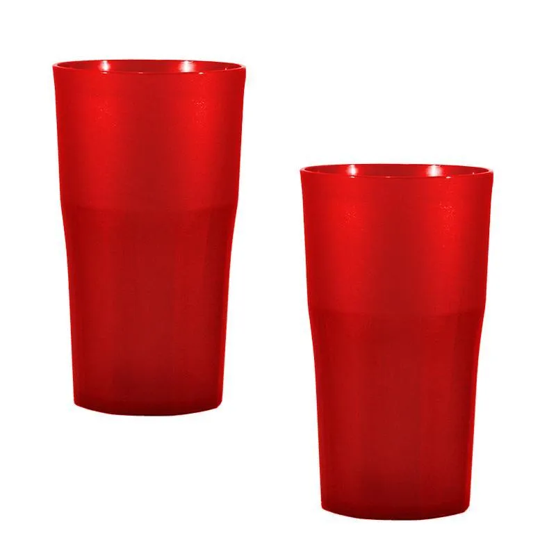 Kit 2 Copos Roma Vermelho 360ml Plástico Premium