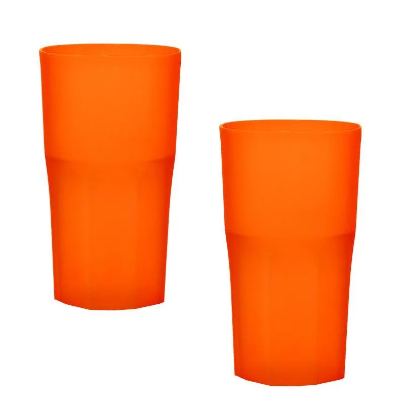 Kit 2 Copos Roma Laranja Neon 360ml Plástico Premium