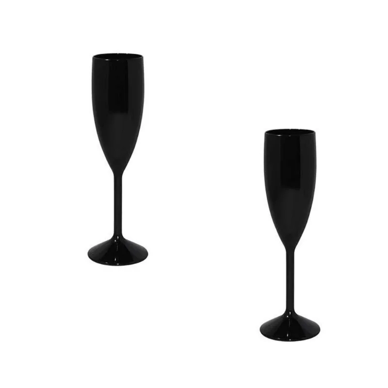 Kit 2 Taças Vip Preto 180ml Plástico Premium