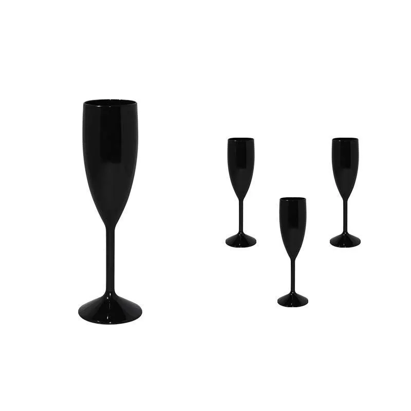 Kit 4 Taças Vip Preto 180ml Plástico Premium