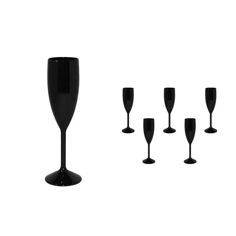 Kit 6 Taças Vip Preto 180ml Plástico Premium