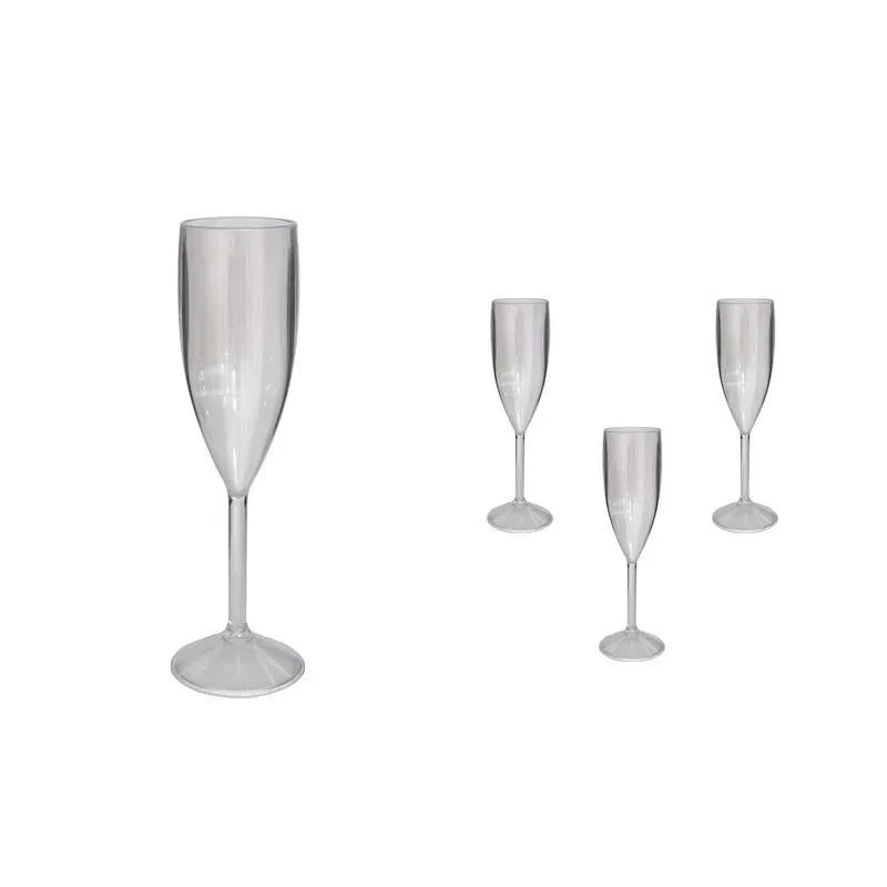 Kit 4 Taças Vip Cristal Transparente 180ml Plástico Premium