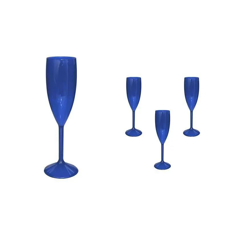 Kit 4 Taças Vip Cristal Azul 180ml Plástico Premium