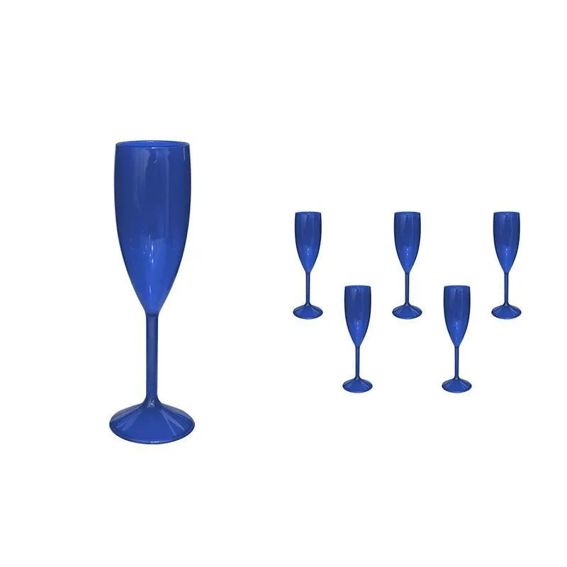 Kit 6 Taças Vip Cristal Azul 180ml Plástico Premium