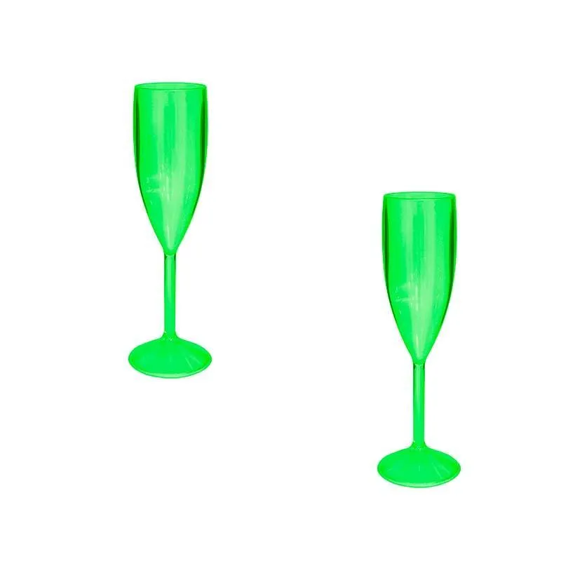 Kit 2 Taças Vip Cristal Verde Neon 180ml Plástico Premium