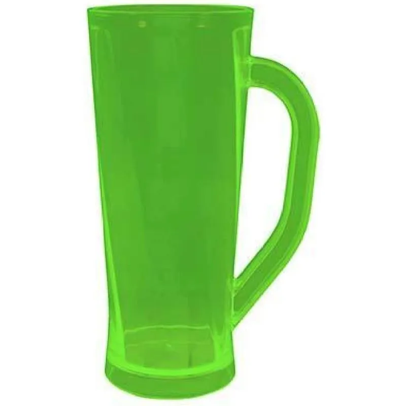 Kit 4 Caneca Chopp Cristal Verde Neon 430ml Plástico