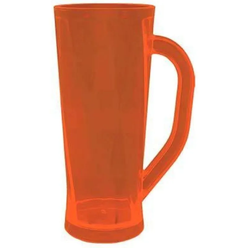 Kit 2 Caneca Chopp Cristal Laranja Neon 430ml Plástico